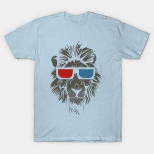 Lion Face wearing Stereoscopic 3D Glasses T-Shirt